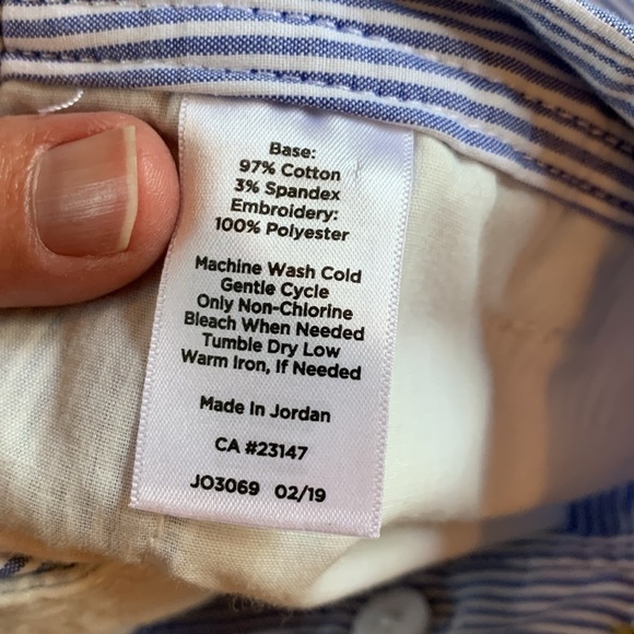 Talbots sz 2P girlfriend chino blue and white stripe w/embroidered watermelons - Picture 6 of 6